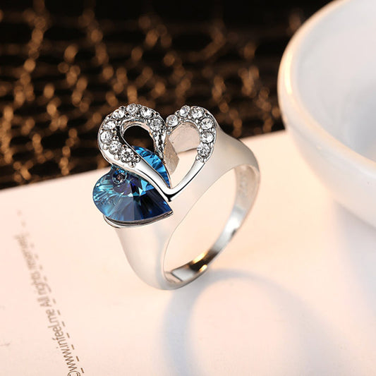 Titanic Sapphire Crystal Heart Of Ocean Ring