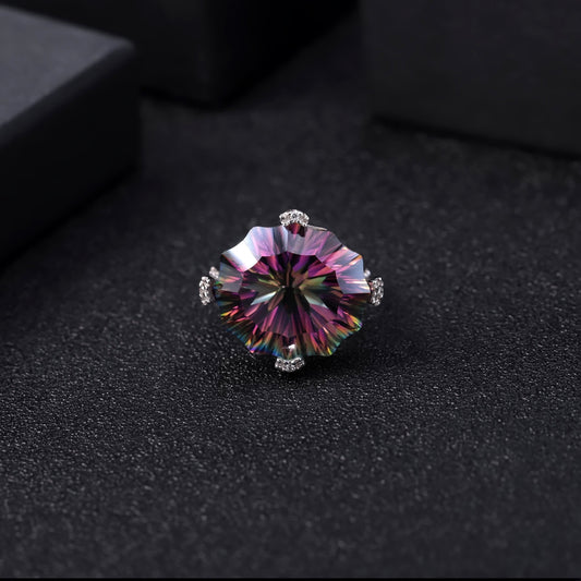 New Luxury Special-shaped Colored Gems Ring Women's Fashion High-grade Personali